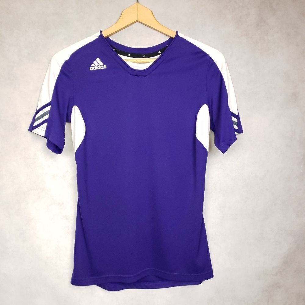 Adidas climacool purple white fitted sport shirt M